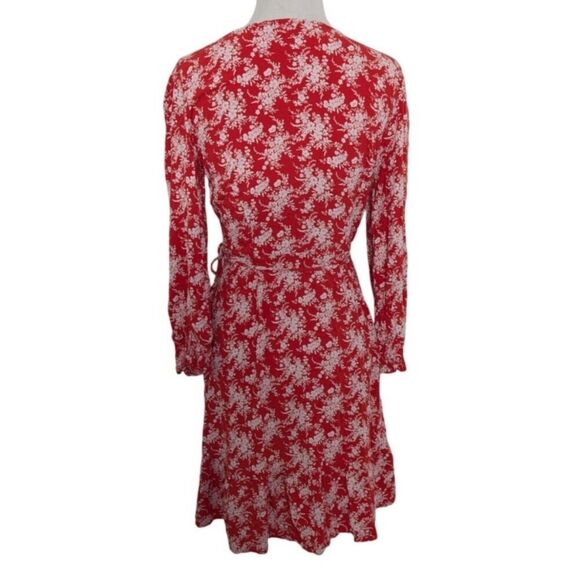 American Eagle Red Floral Wrap Dress Small - Picture 9 of 15